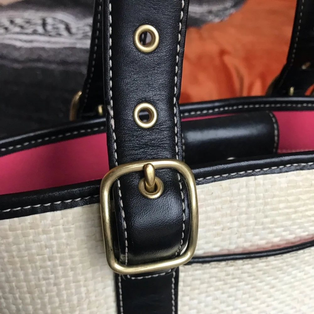 Coach Legacy Vintage Straw And Leather Small Tote, 8909 - Picture 14 of 15